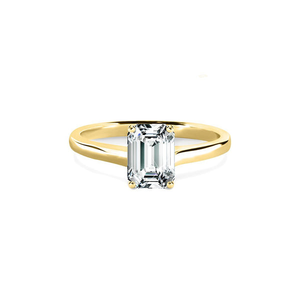 Evelyn Ring 18K Yellow Gold with 0.58 carat Emerald diamond NA cut H color VVS2 clarity