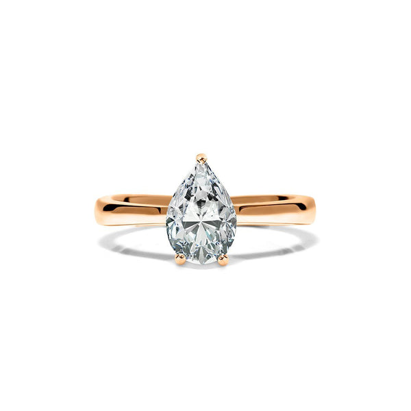 Florence Ring 18K Rose Gold with 1.09 carat Pear diamond NA cut E color VVS2 clarity
