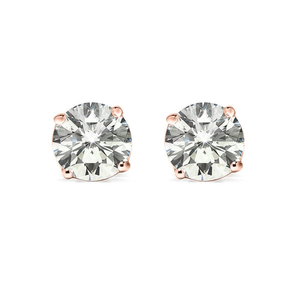 Irene Studs 18K Rose Gold with 0.80 Total carat weight Round diamond Ideal/Excellent-cut D color VS1/VS1-clarity