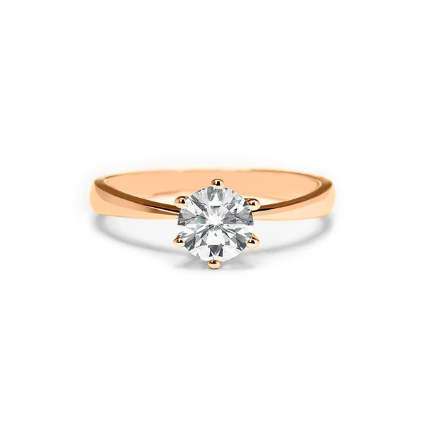 Gaia Ring 18K Rose Gold with 1.37 carat Round diamond Ideal cut K color VS2 clarity