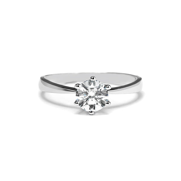 Gaia Ring 18K White Gold with 0.59 carat Round diamond Excellent cut F color SI1 clarity