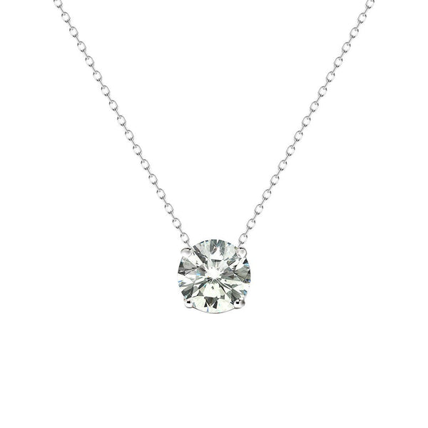 Loretta Solitaire Necklace 18K White Gold with 2.76 carat Round diamond Ideal cut I color VS2 clarity