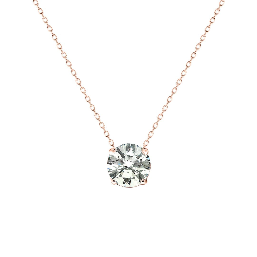 Four Prong Solitaire Necklace 18K Rose Gold