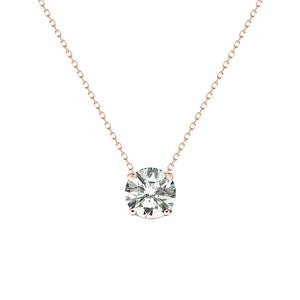 Four Prong Solitaire Necklace 18K Rose Gold