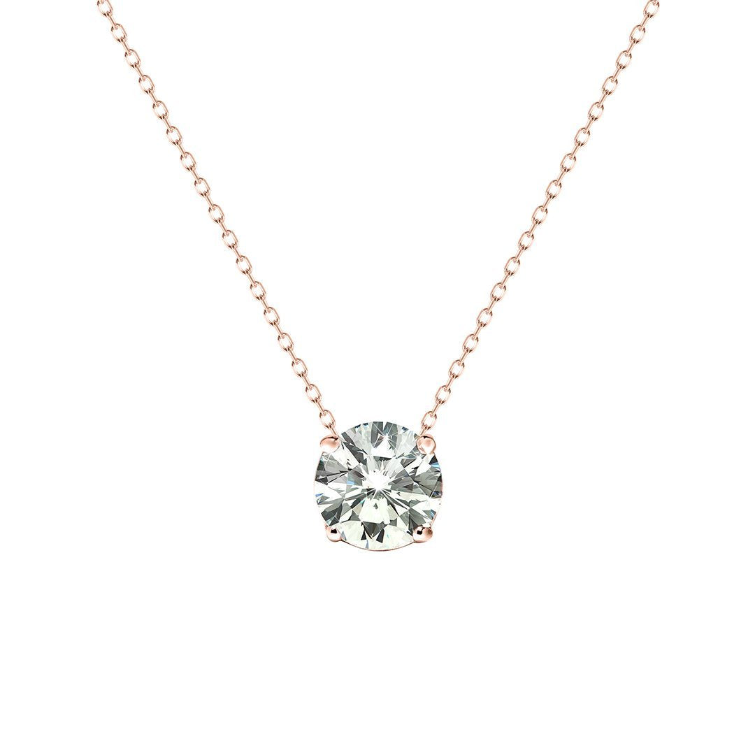 Four Prong Solitaire Necklace 18K Rose Gold