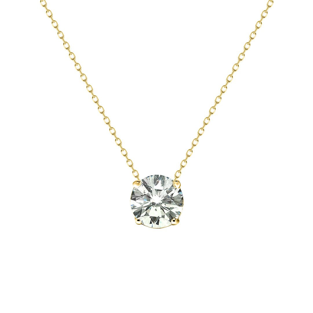 Four Prong Solitaire Necklace 18K Yellow Gold