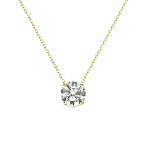 Four Prong Solitaire Necklace 18K Yellow Gold