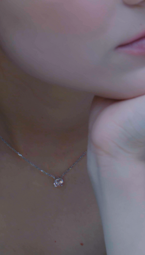 Four Prong Solitaire Necklace 18K White Gold