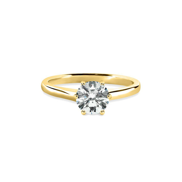 Sophie Ring 18K Yellow Gold with 2.62 carat Round diamond Excellent cut G color VVS2 clarity